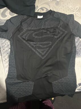 YoungLA Black and Dark Gray Short Sleeve Superman Compression Shirt